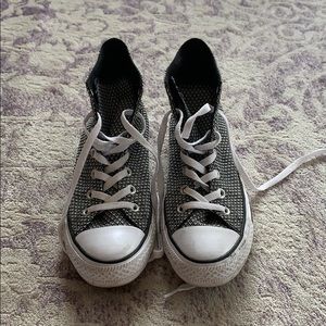 Black and white patterned Converse sneakers